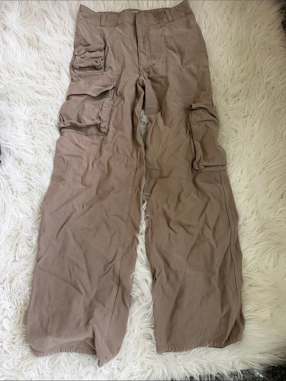 Aritzia  Brown Cargo Pants with Multi-Pocket Detail